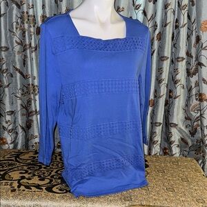 Karen Scott Blue Boxy Blouse with Relaxed Fit